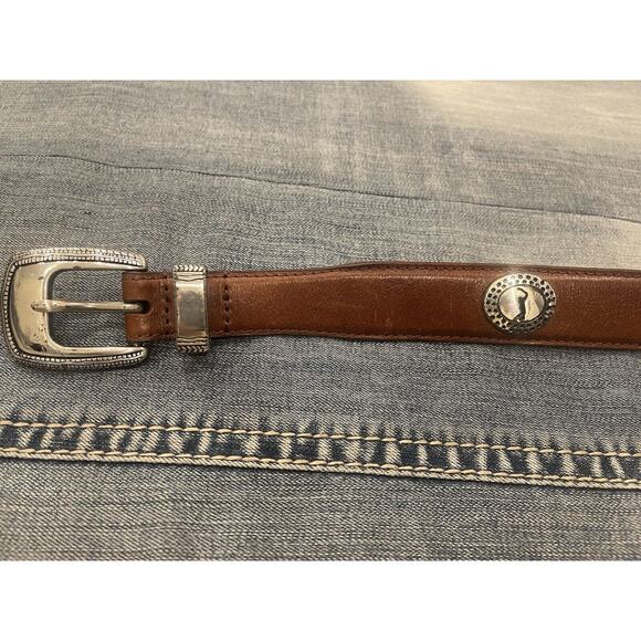 PGA‎ Tour Men's Brown Leather Belt Sz 38 Silver Golf Logo B21 - Picture 4 of 7